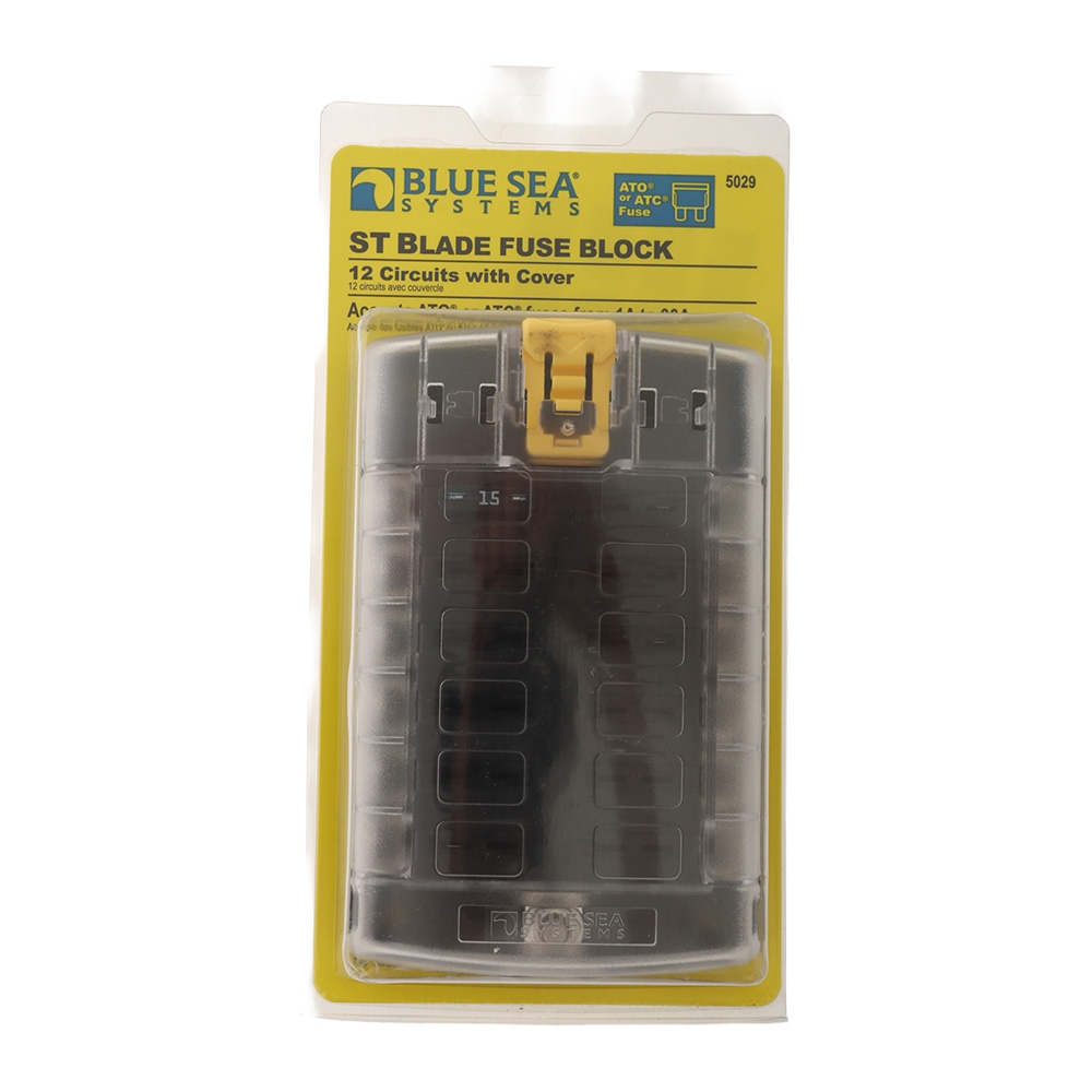 Blue Sea 5029 12-Gang Fuse Block ST ATO/ATC with Cover