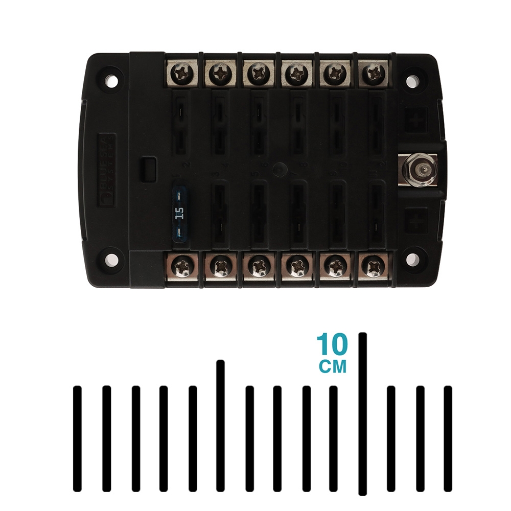 Blue Sea 5029 12-Gang Fuse Block ST ATO/ATC with Cover