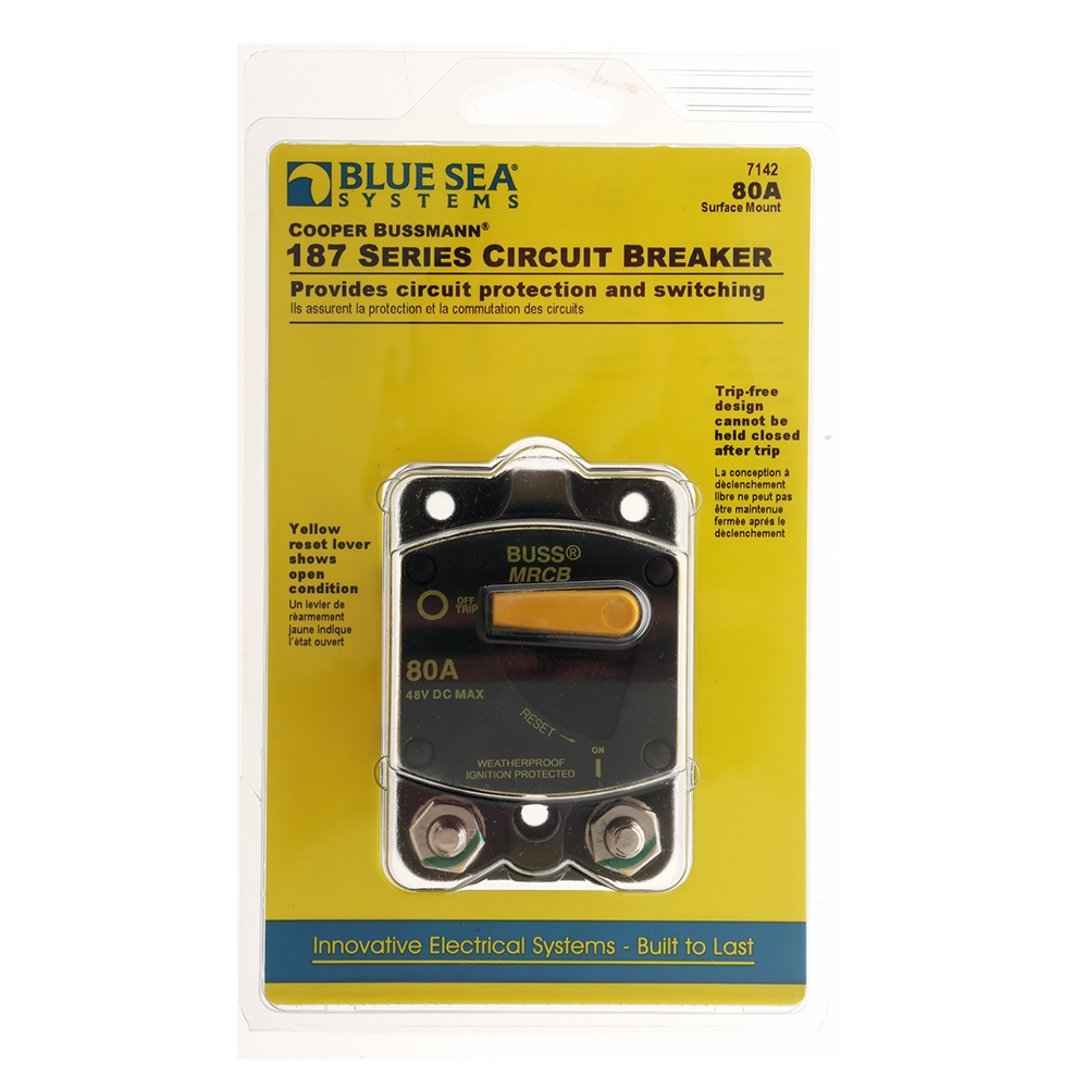 Blue Sea 187-Series Surface Mount Circuit Breaker 80A