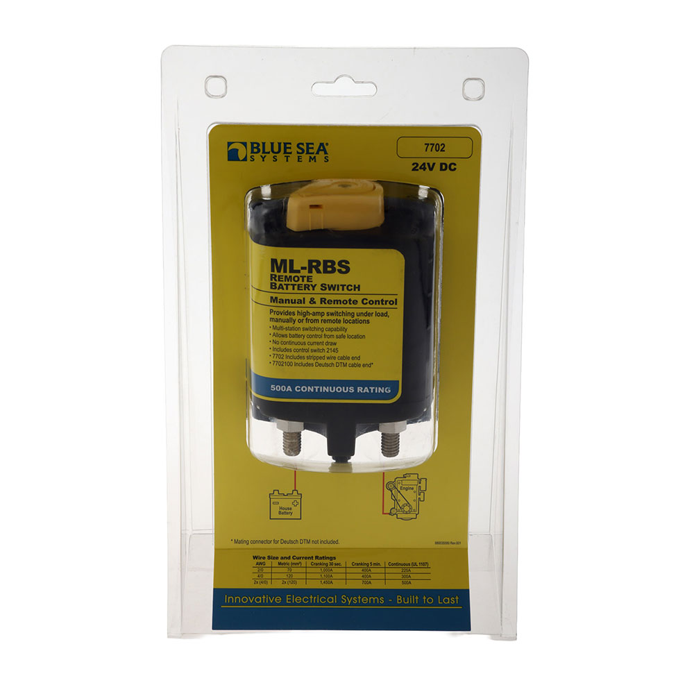 Blue Sea ML-RBS 24vDC 500A Remote Battery Switch with Manual Control