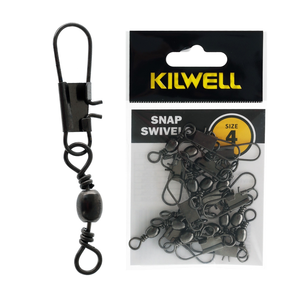 Kilwell Snap Swivels Black Size 4 15-20kg Qty 14