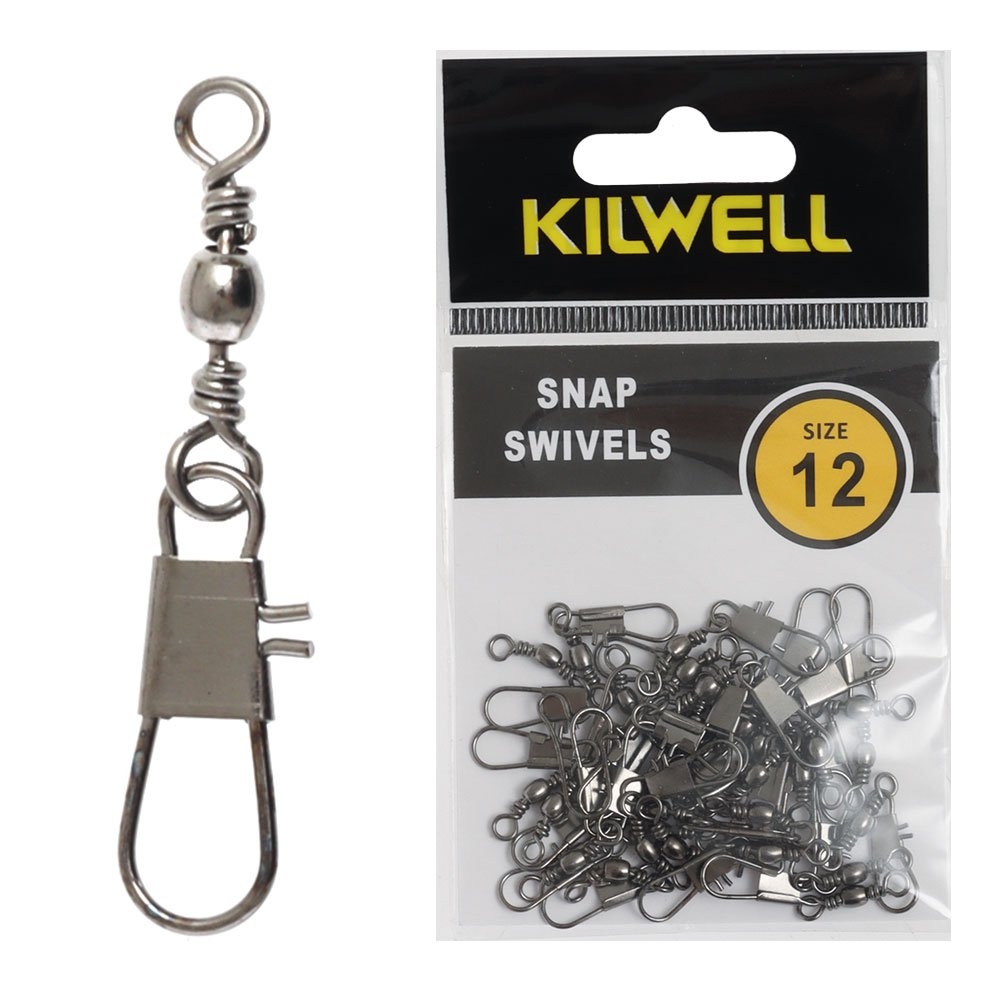 Kilwell Snap Swivels Black Size 12 4-6kg Qty 30