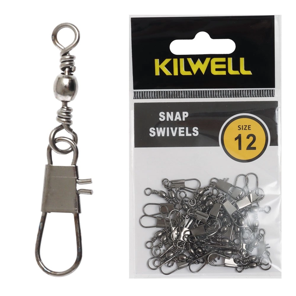 Kilwell Snap Swivels Black Size 12 4-6kg Qty 30 Kilwell Snap Swivels Black Size 12 4-6kg Qty 30
