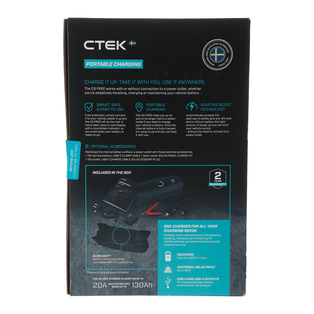 CTEK CS FREE Portable Battery Charger and Smart Maintainer