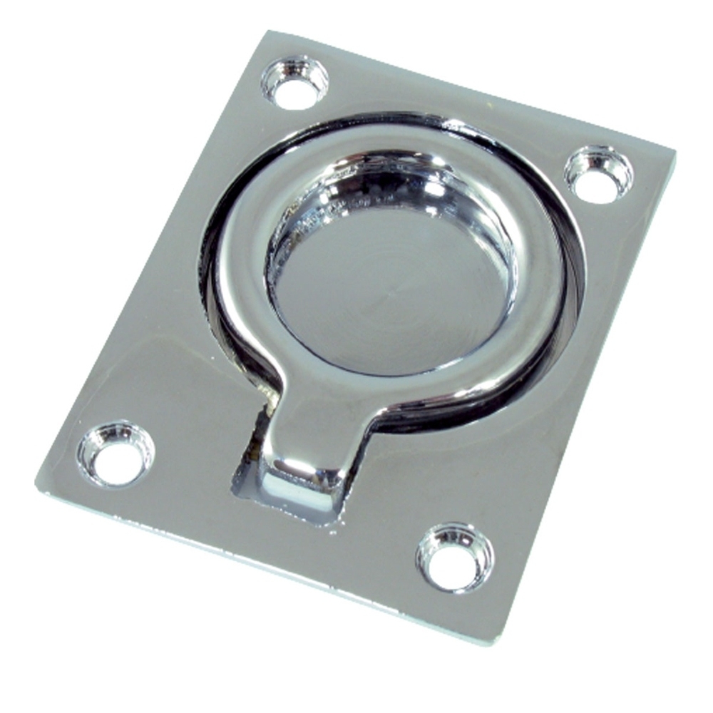 Marine Town Rectangular Lift Rings - Chrome Brass 62 x 47