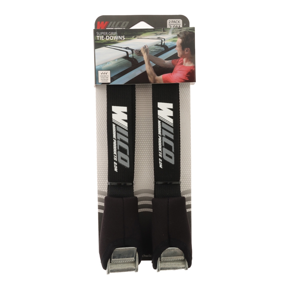 Wilco Super Grip Padded Camlock Tie-Down Straps - Pair 2m