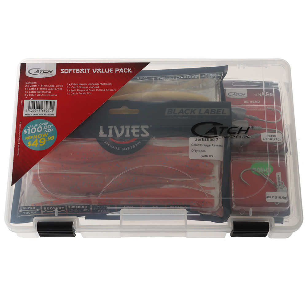 Catch Livies Softbait 10-Piece Value Pack with Tackle Box