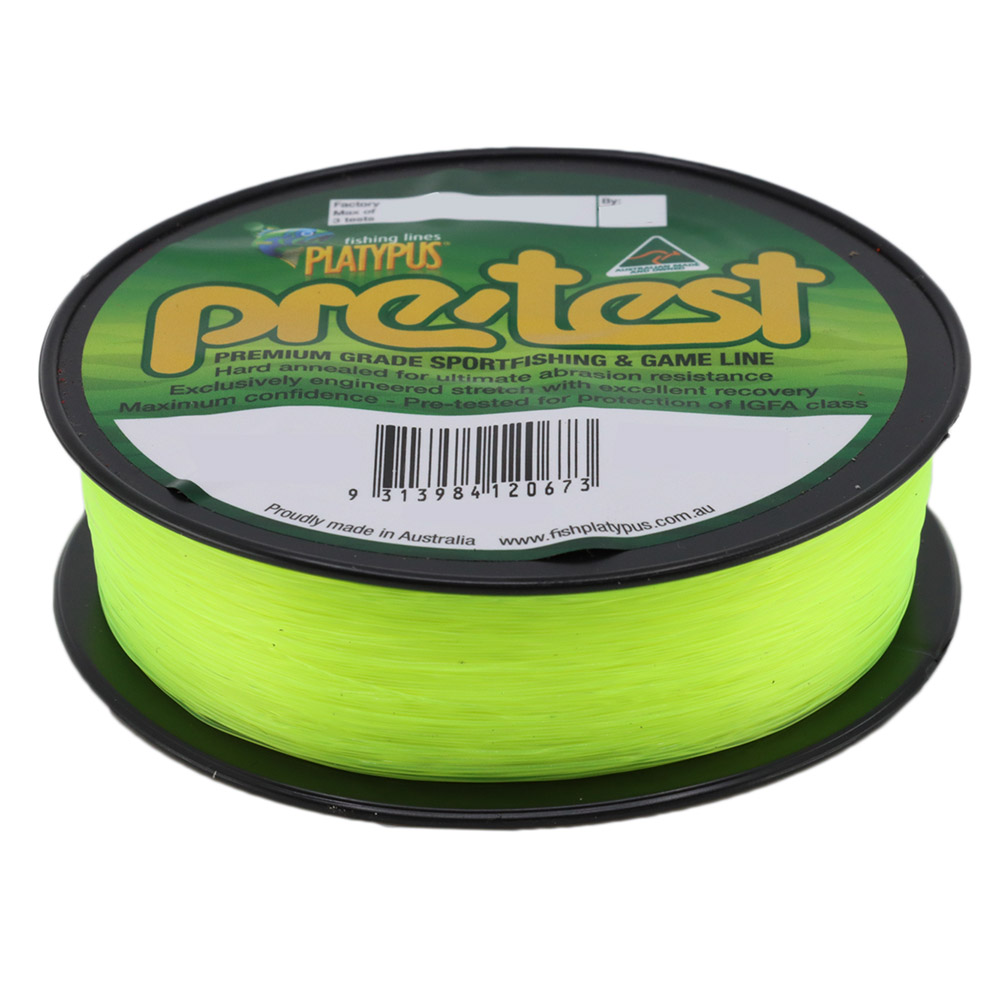 Platypus Pre-Test IGFA Monofilament Line Hi-Vis Yellow 300m 15kg
