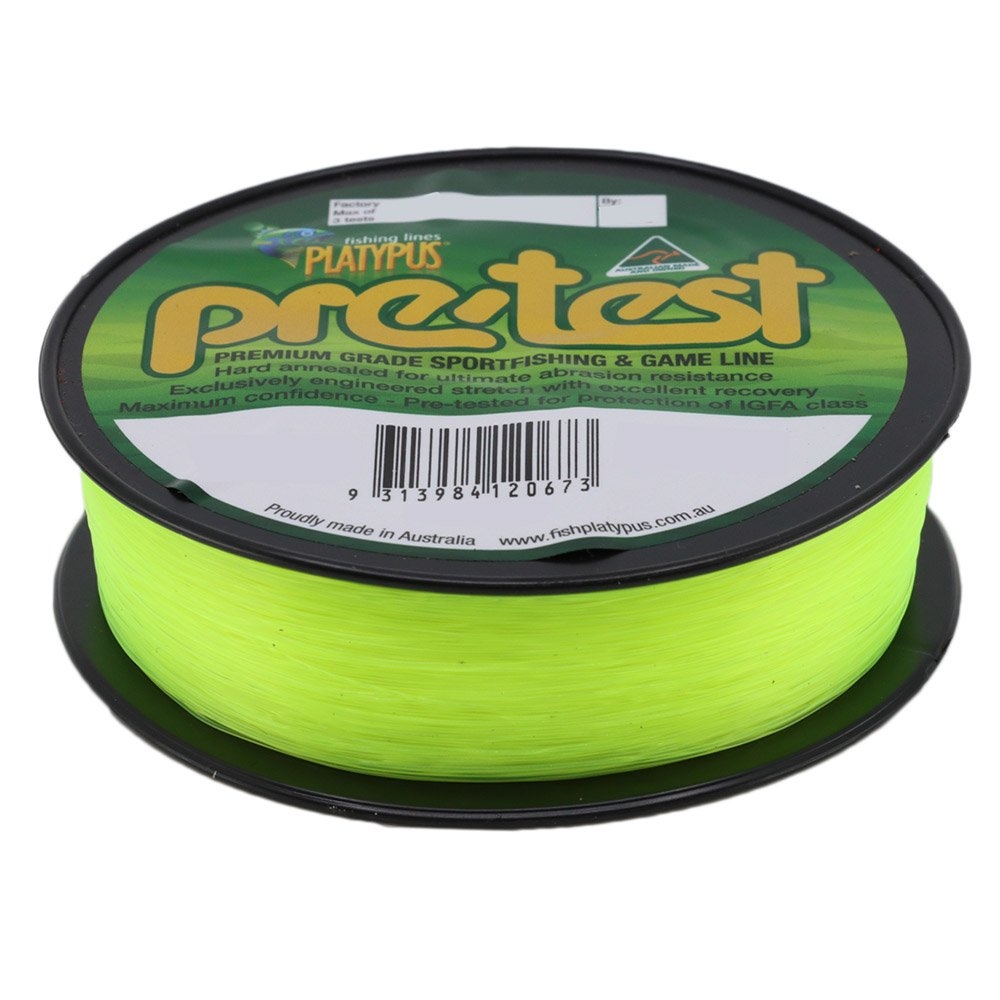 Platypus Pre-Test IGFA Monofilament Line Hi-Vis Yellow 500m