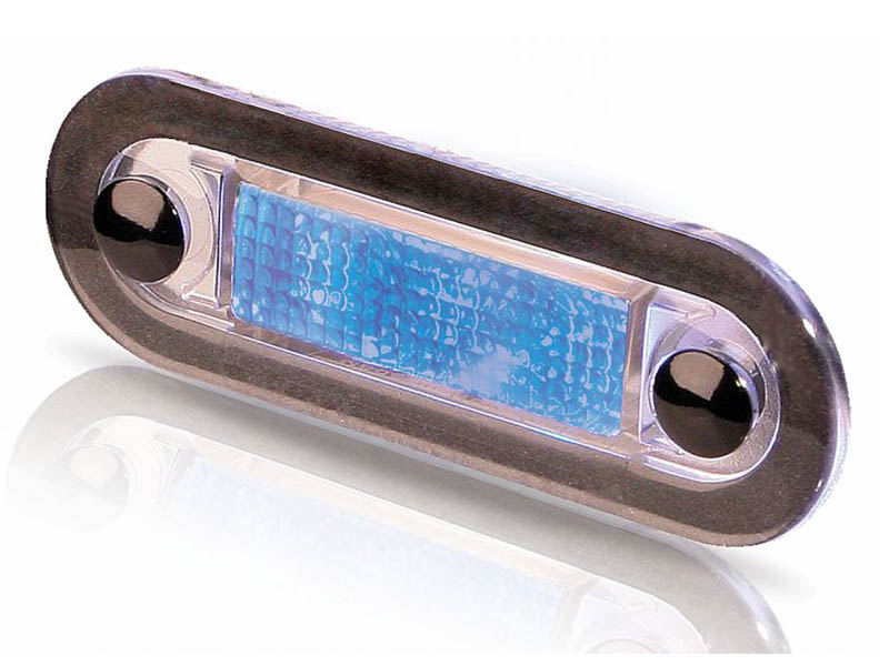 Hella Marine Multivolt 0.5w LED Courtesy Lamp Wide Rim Rectangular with Clear Lens 10-33V Blue