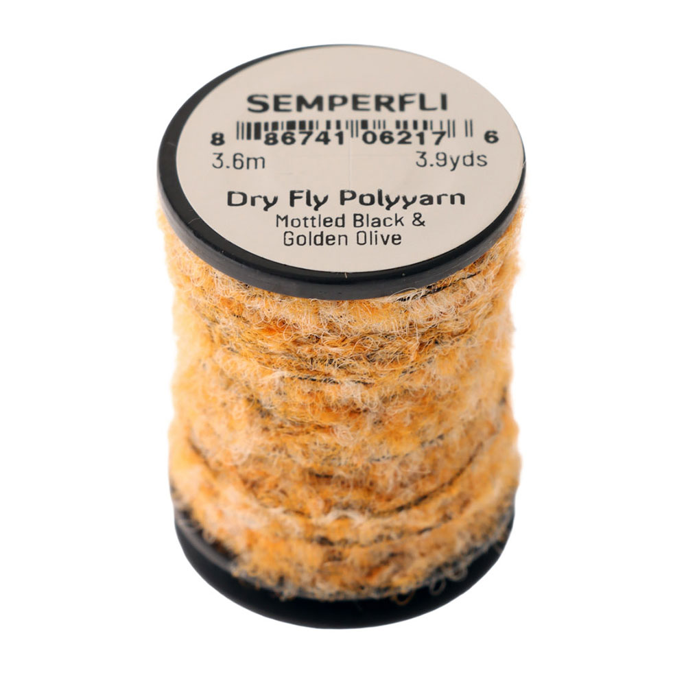 Semperfli Poly Yarn Dry Fly Mottled Black/ Golden Olive