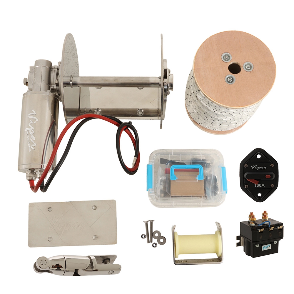 Viper Pro-Series Rapid Drum Winch Bundle with 100mx6mm Double Rope and Chain