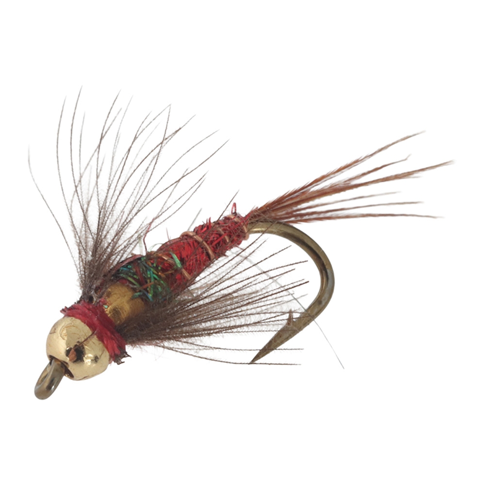 Manic Tackle Project Double Trouble CDC Fire Red Flash Nymph #16