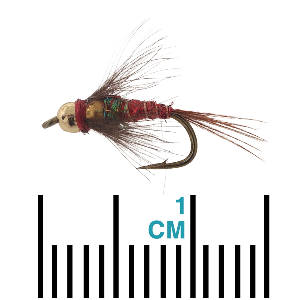 Manic Tackle Project Double Trouble CDC Fire Red Flash Nymph #16