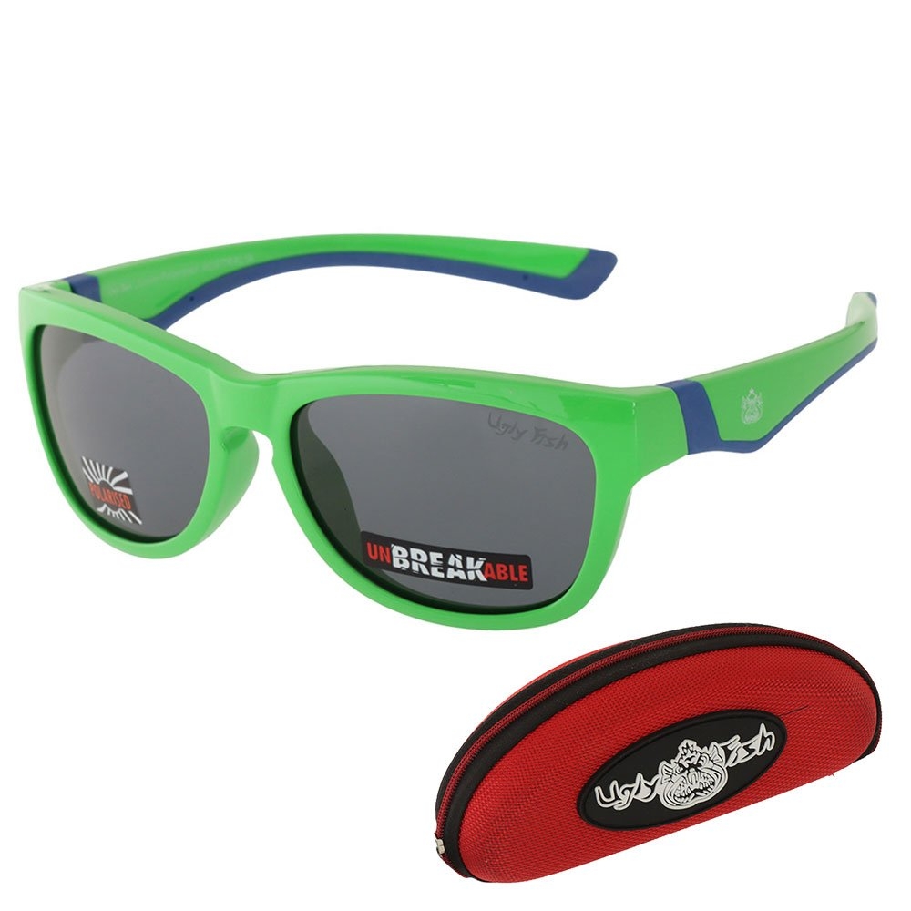 Ugly Fish Junior PK488 Junior Kids Unbreakable Polarised Sunglasses Smoke Lens Green Frame