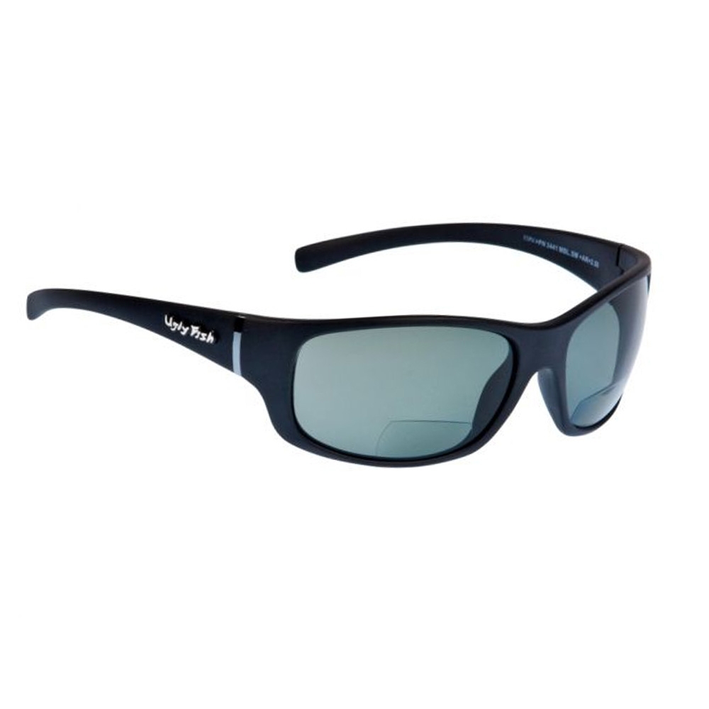 Ugly Fish Eclipse PN3411 Polarised Bifocal Sunglasses Matte Black Frame/Smoke Lens +2.00