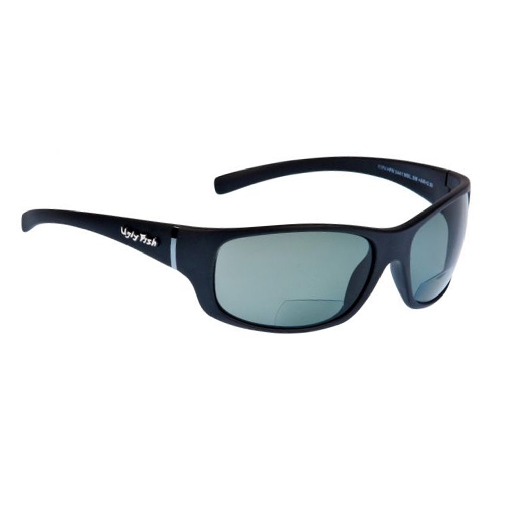 Ugly Fish Eclipse PN3411 Polarised Bifocal Sunglasses Matte Black Frame/Smoke Lens +2.50