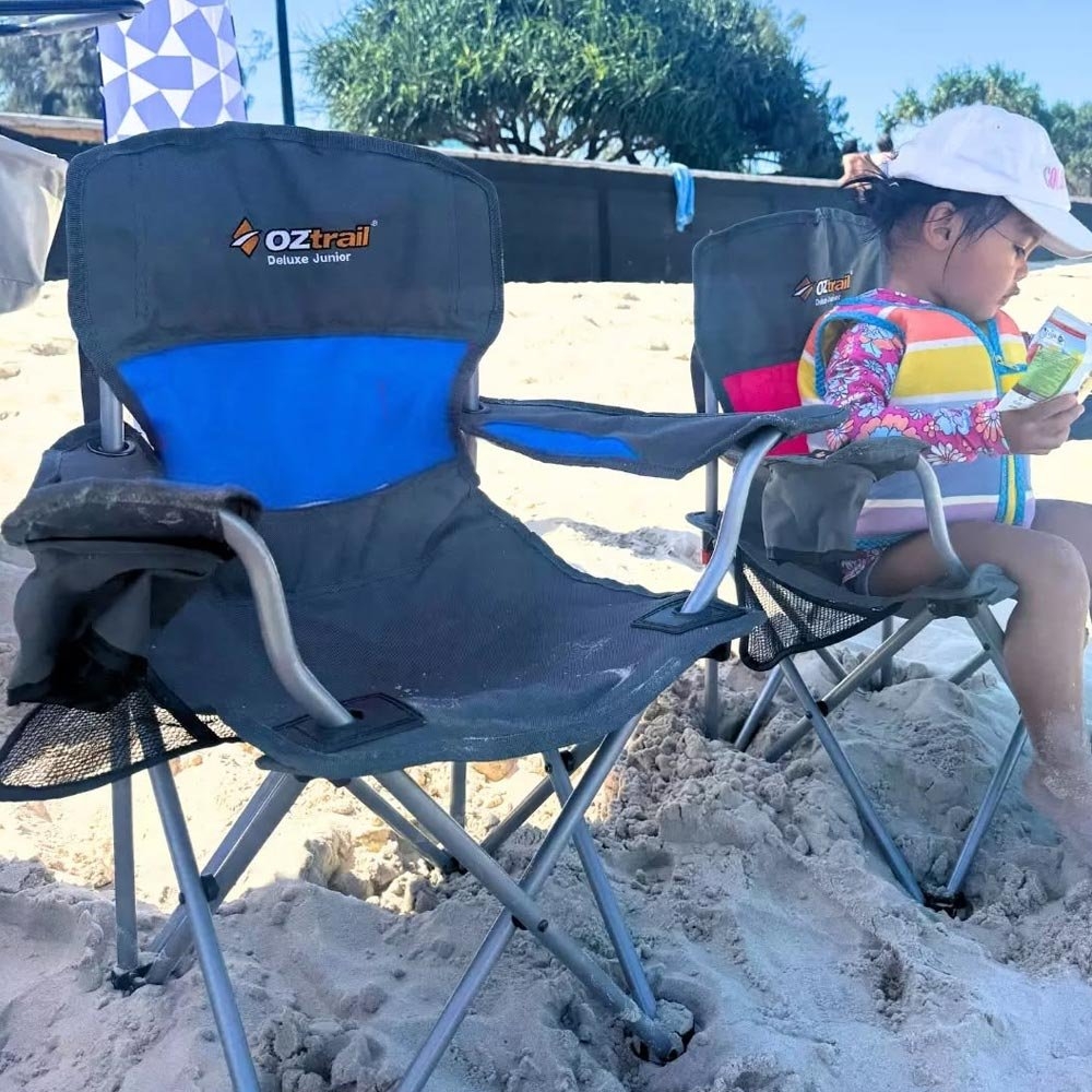 OZtrail Junior Deluxe Camping Arm Chair Blue