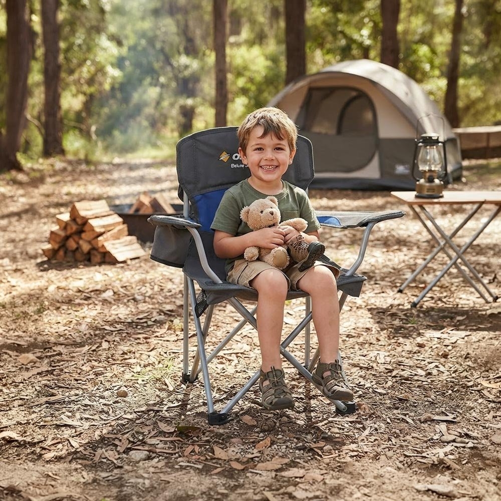 OZtrail Junior Deluxe Camping Arm Chair Blue