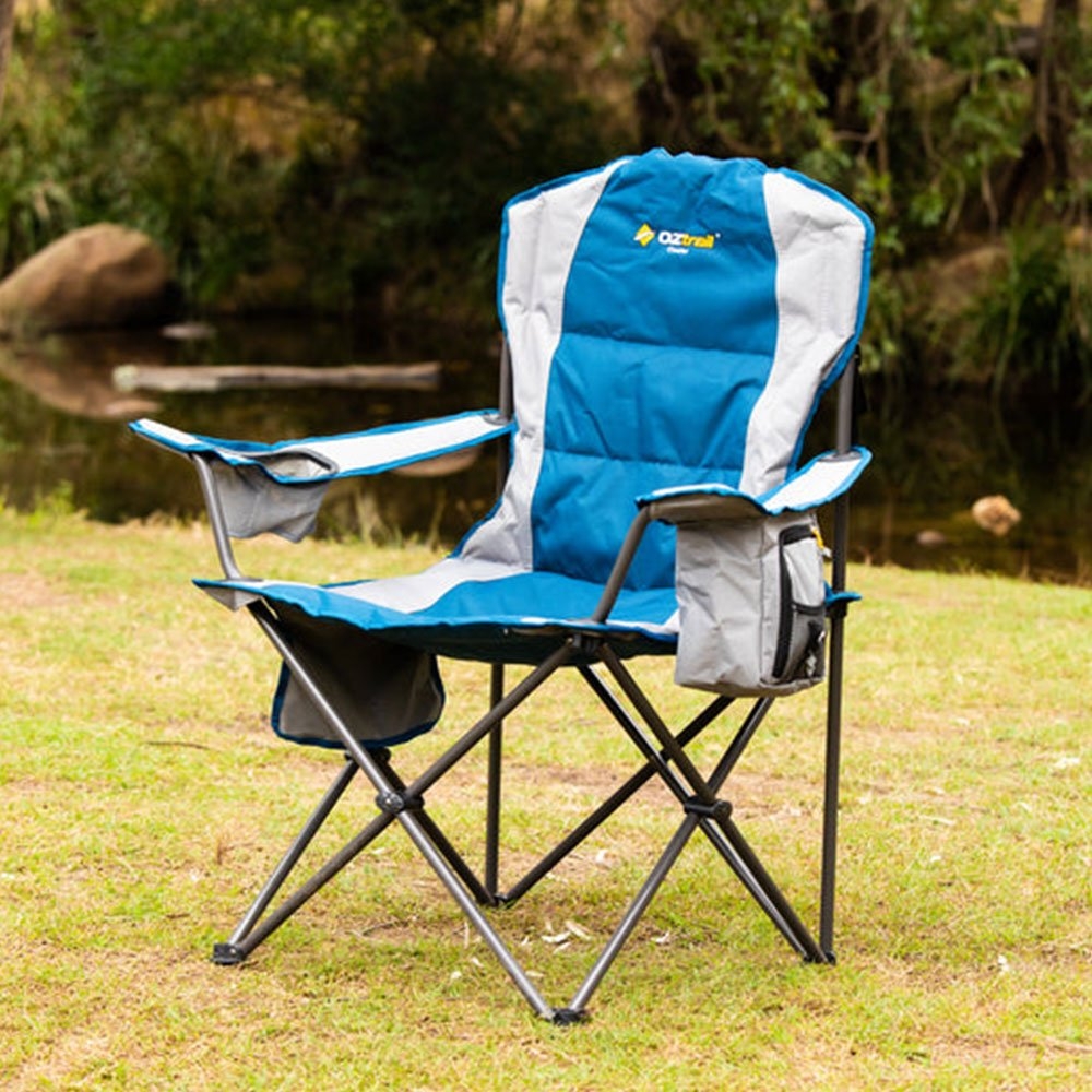 OZtrail Cooler Foldable Camping Arm Chair Blue