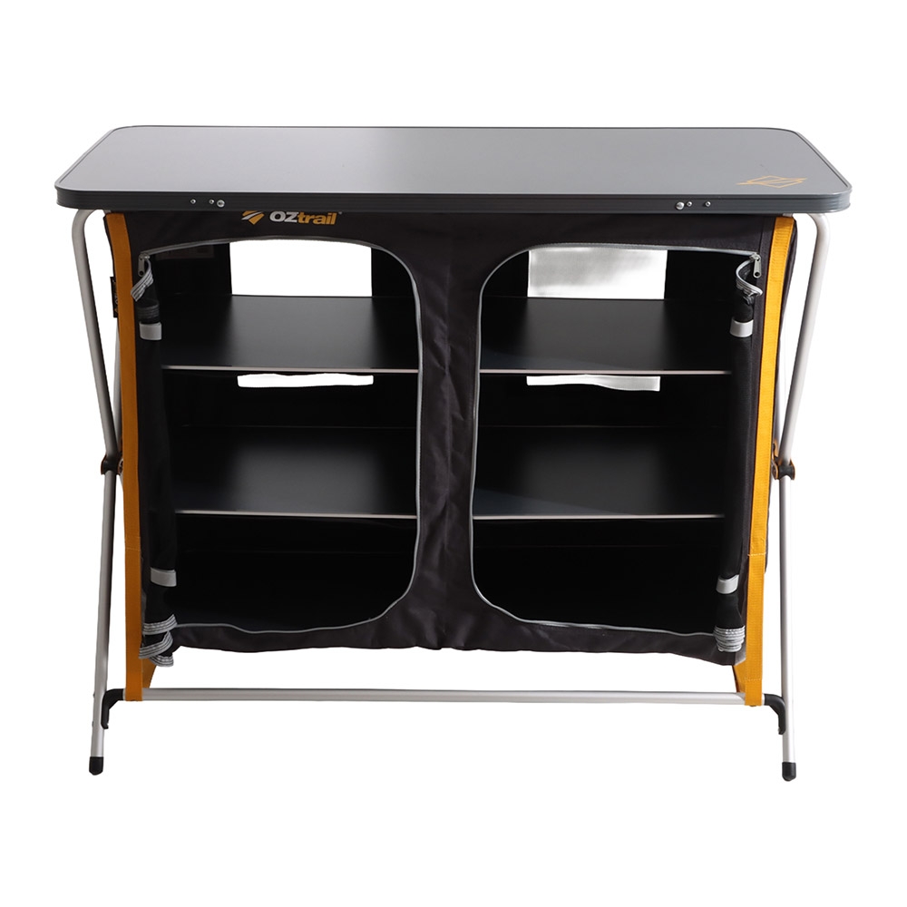 OZtrail Deluxe 3-Shelf Foldable Double Cupboard with Camping Table