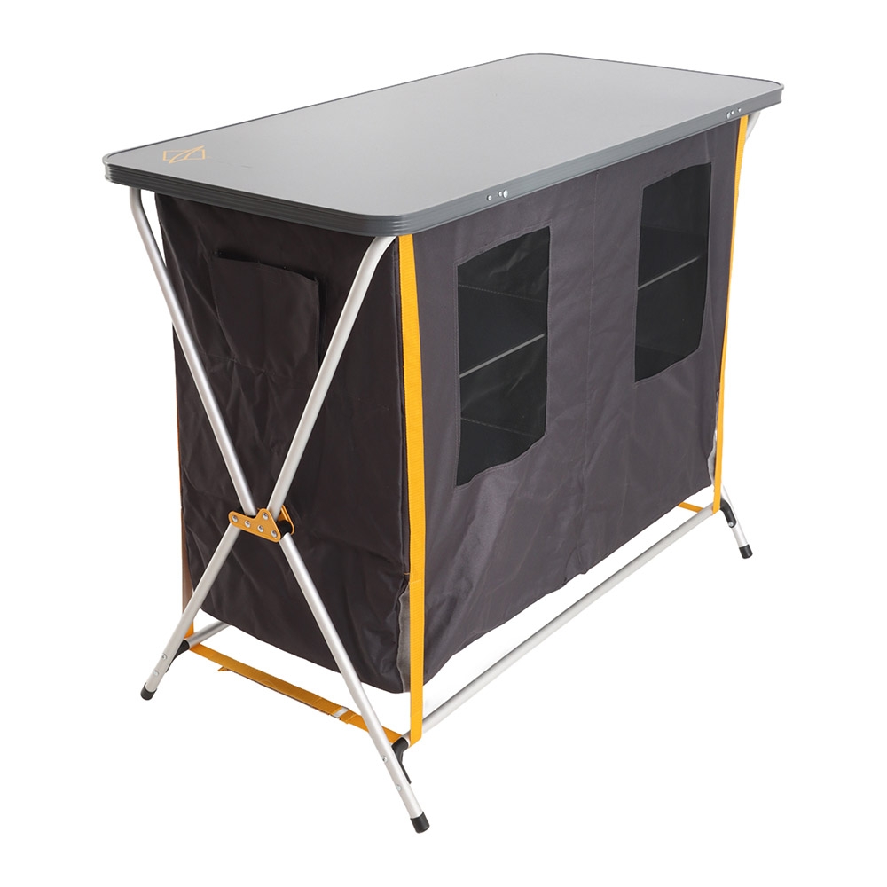OZtrail Deluxe 3-Shelf Foldable Double Cupboard with Camping Table