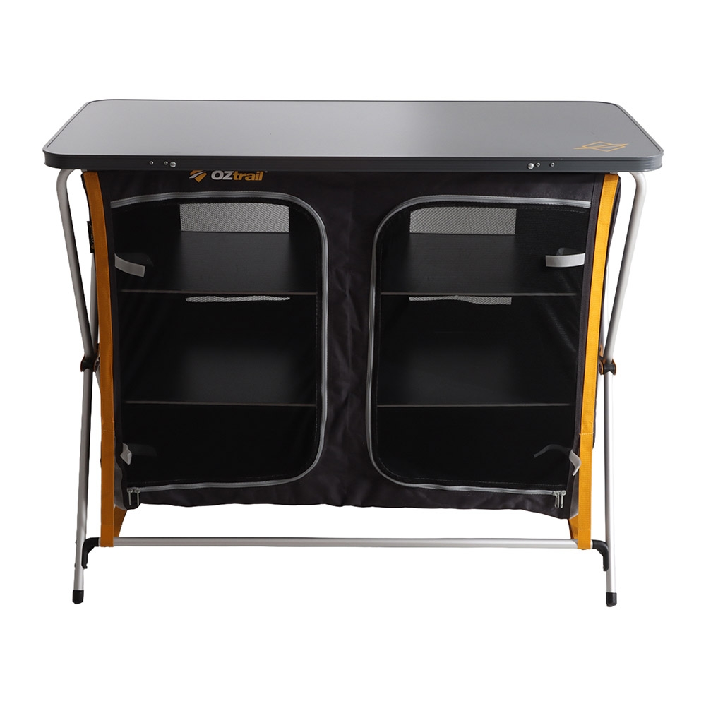 OZtrail Deluxe 3-Shelf Foldable Double Cupboard with Camping Table