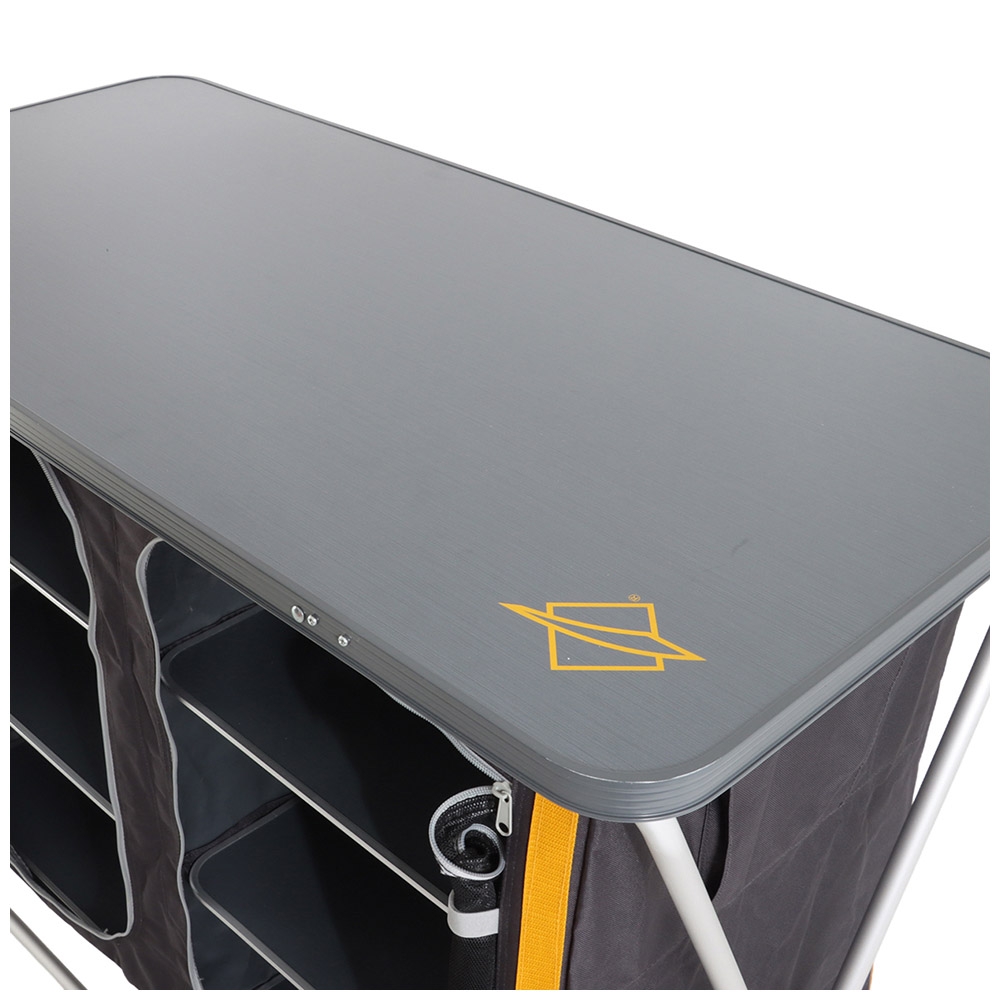 OZtrail Deluxe 3-Shelf Foldable Double Cupboard with Camping Table