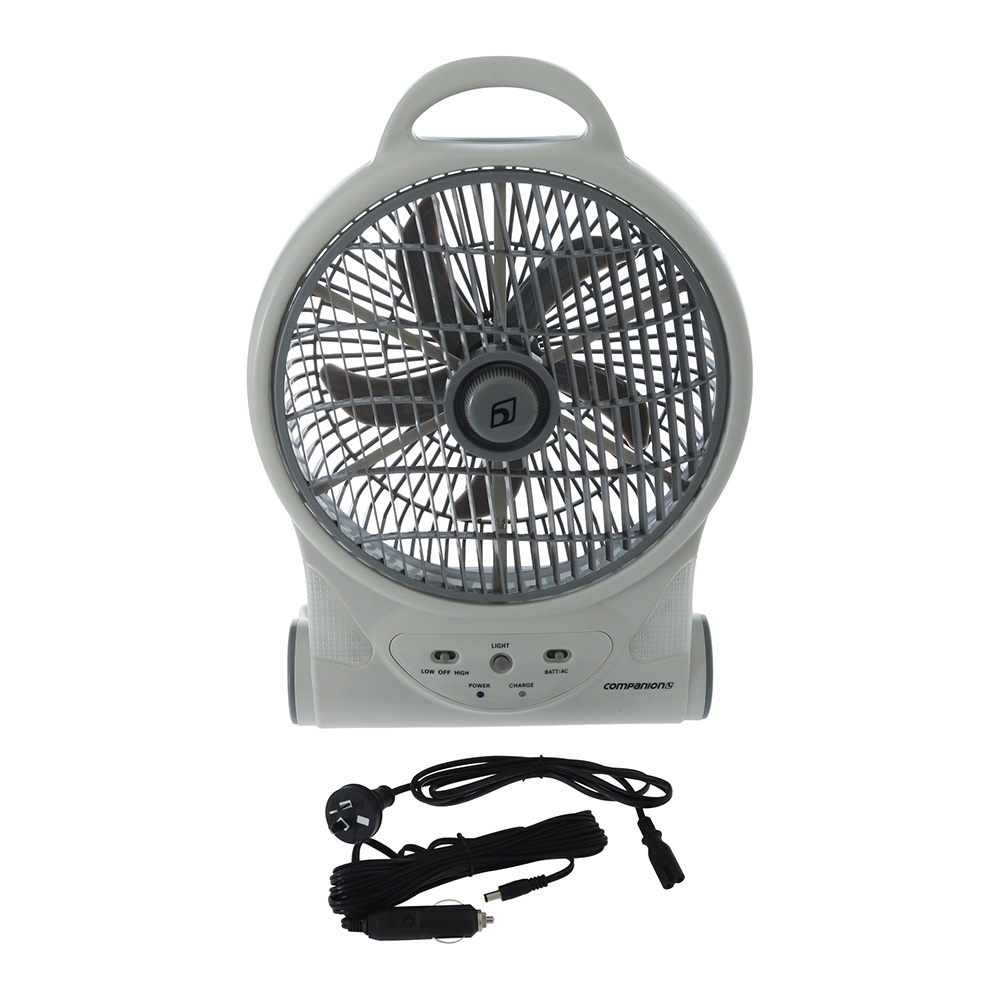 Companion Aerobreeze Portable Rechargeable Fan with LED Light 12V