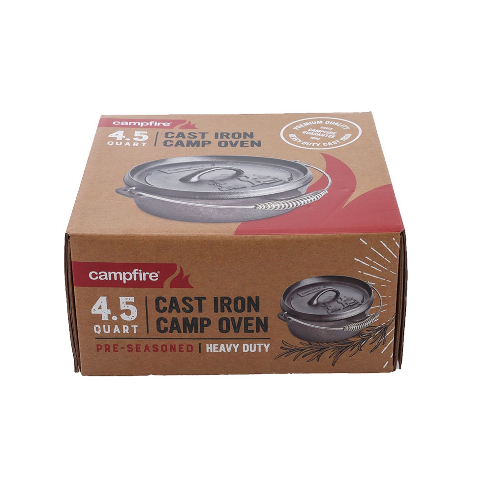 Campfire Pre-Seasoned Cast Iron Camp Oven 4.5 Quart