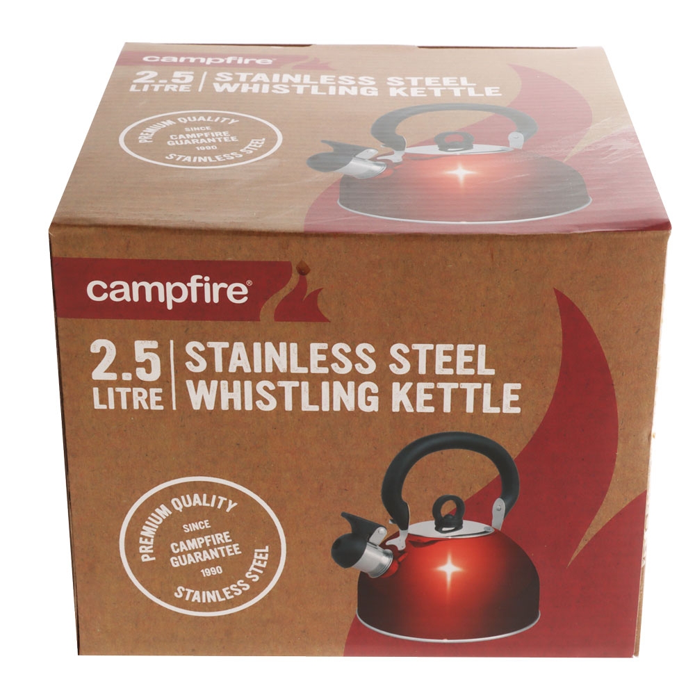 Campfire Stainless Steel Whistling Kettle 2.5L Red