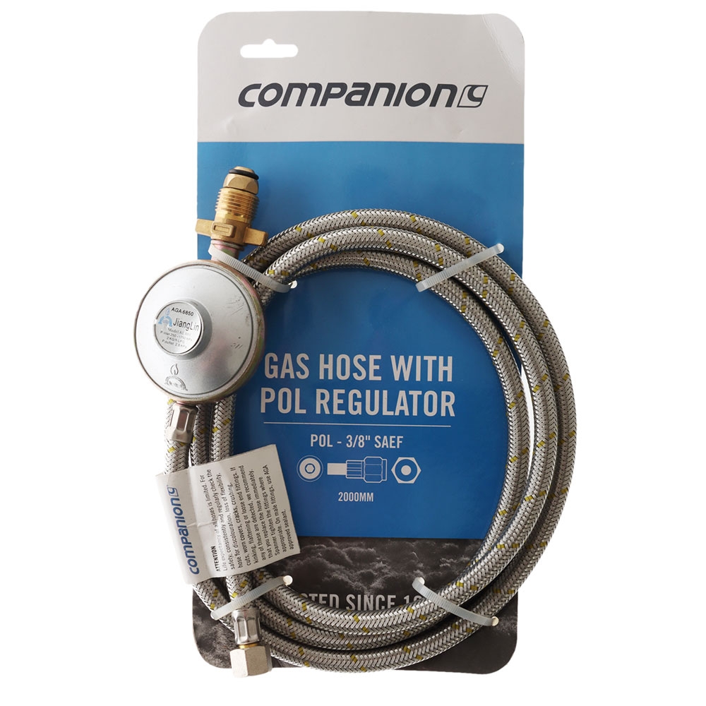 Companion Stainless Steel Gas Hose POL Regulator 3/8in SAE 2000mm