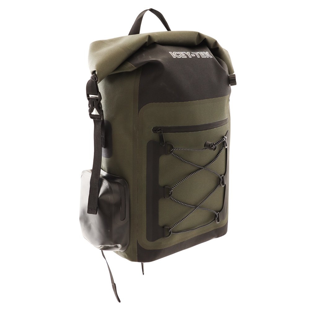 Icey-Tek Roll-Top Dry Insulated Cooler Backpack 25L Olive