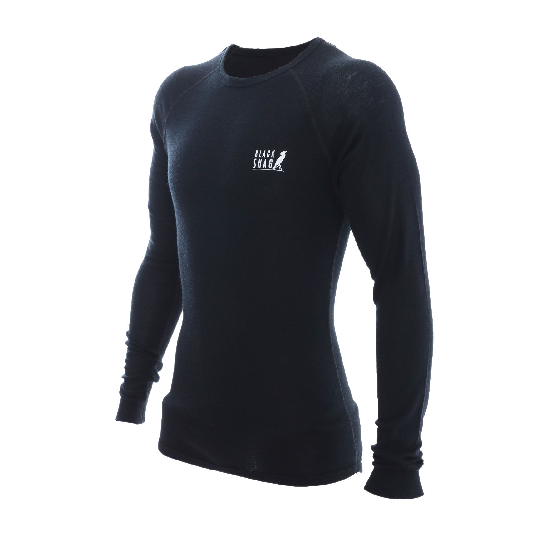Black Shag Merino Mens Long Sleeve Thermal Top 190gsm 2XL