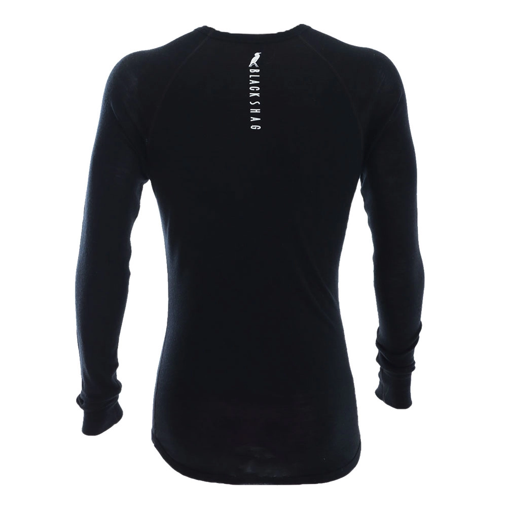 Black Shag Merino Mens Long Sleeve Thermal Top Black Shag Merino Mens Long Sleeve Thermal Top