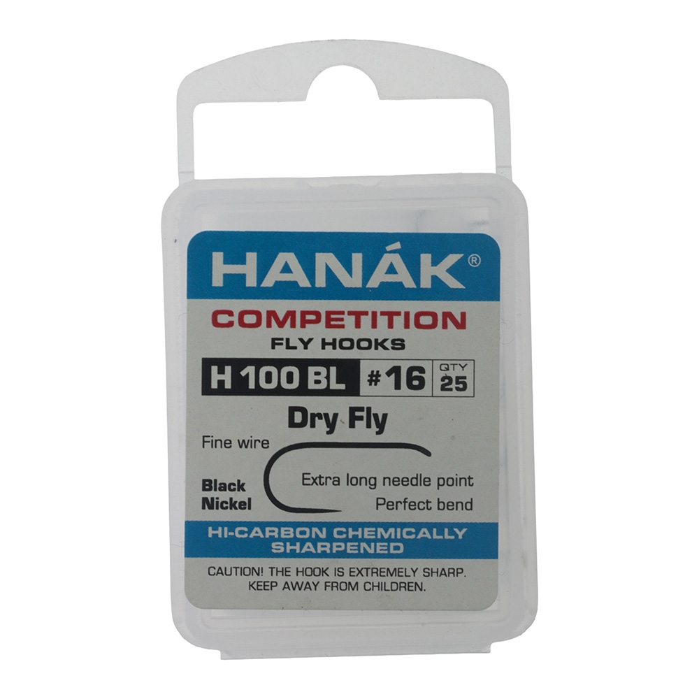 HANAK Competition H100BL Barbless Dry Fly Hooks Qty 25 #16
