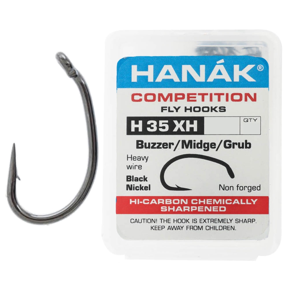HANAK Competition H35XH Hi-Carbon Curved Barbed Fly Hooks