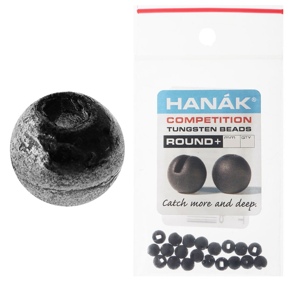 HANAK Competition ROUND+ Tungsten Beads Black Matte 4.0mm Qty 20