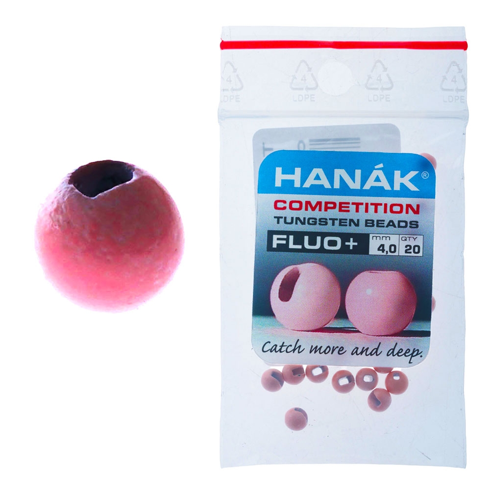 HANAK Competition FLUO+ Tungsten Beads Light Pink 4.0mm Qty 20