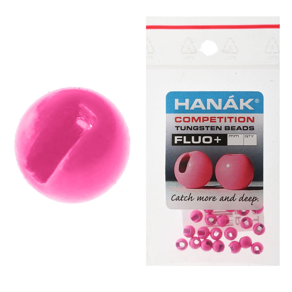 HANAK Competition FLUO+ Tungsten Beads Hot Pink 3.0mm Qty 20