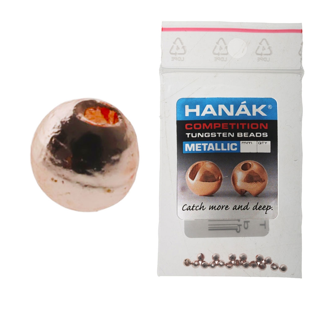 HANAK Competition METALLIC+ Tungsten Beads Rose Gold 2.0mm Qty 20