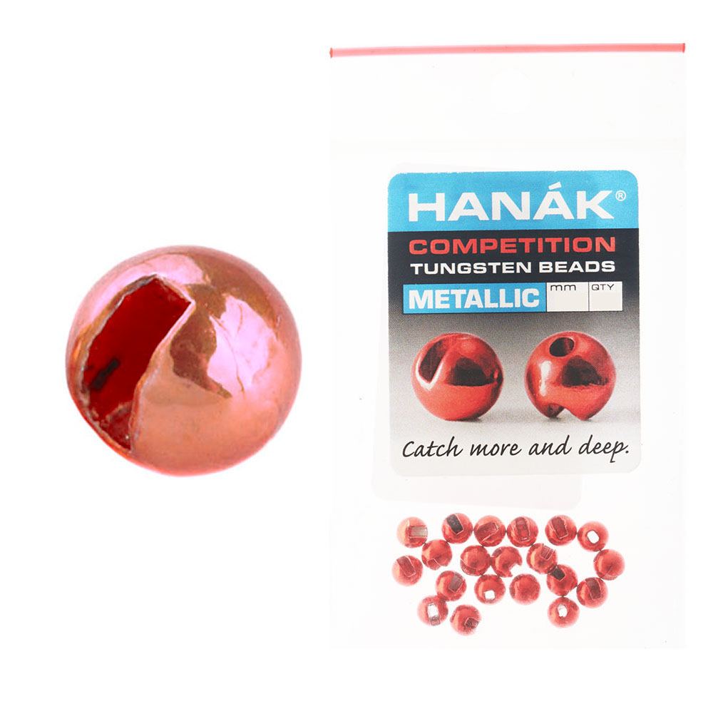 HANAK Competition METALLIC+ Tungsten Beads Red 3.5mm Qty 20