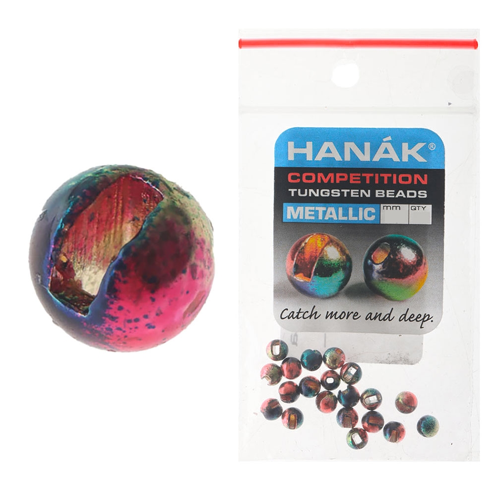 HANAK Competition METALLIC+ Tungsten Beads Rainbow 2.5mm Qty 20
