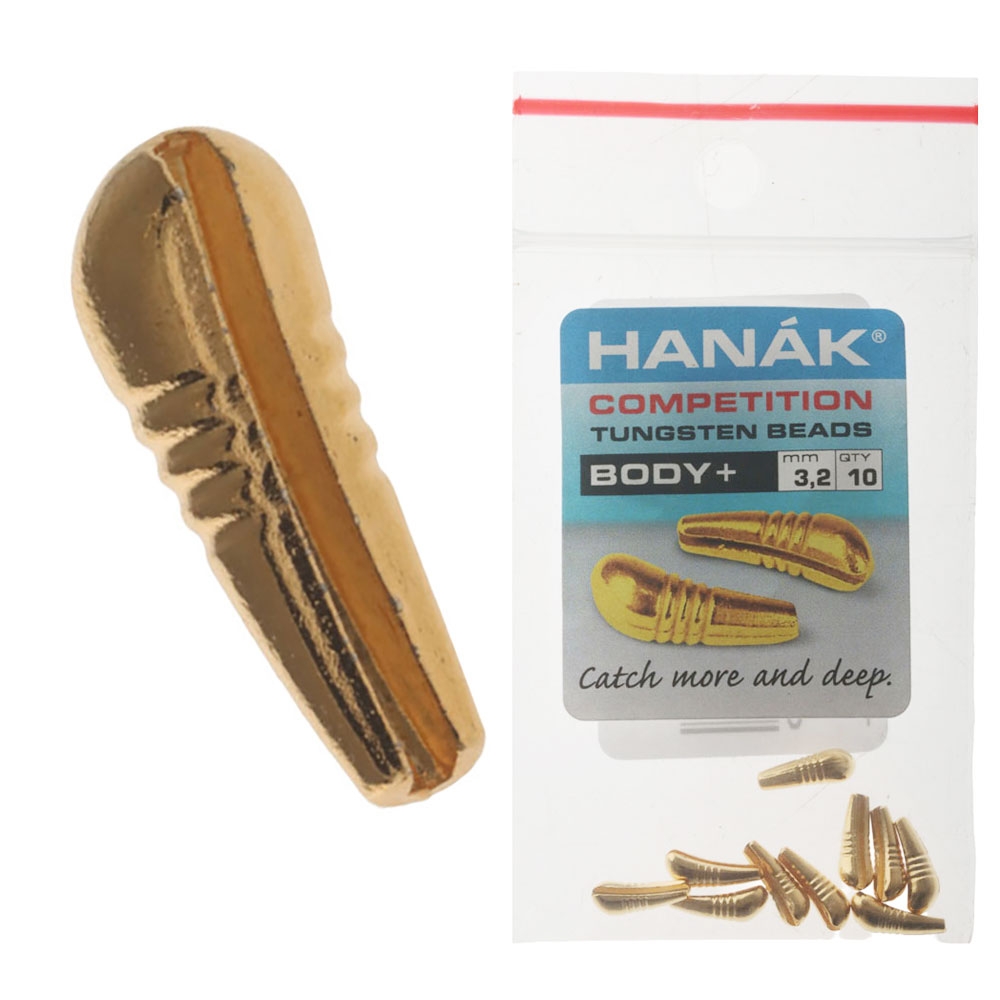 HANAK Competition BODY+ Tungsten Beads Gold 3.2mm Qty 10