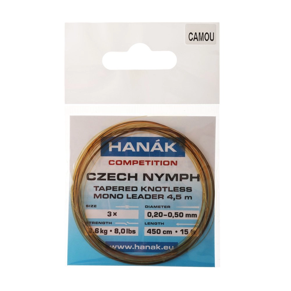 HANAK Competition Tapered Knotless Mono Czech Nymph Leader 4.5m Camou HANAK Competition Tapered Knotless Mono Czech Nymph Leader 4.5m Camou