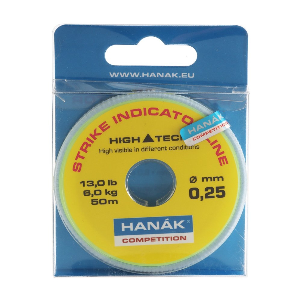 HANAK Competition New Strike Indicator Line 50m 6kg Hot Fluoro Yellow