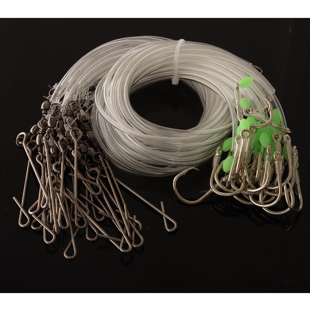 Bite Longline Anti-Tangle Traces with Standard Clip and Lumo Tubing 50cm Qty 25