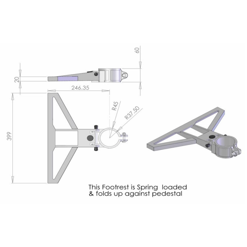 Hi-Tech Foot Rest for Fixed or Softrider Pedestals