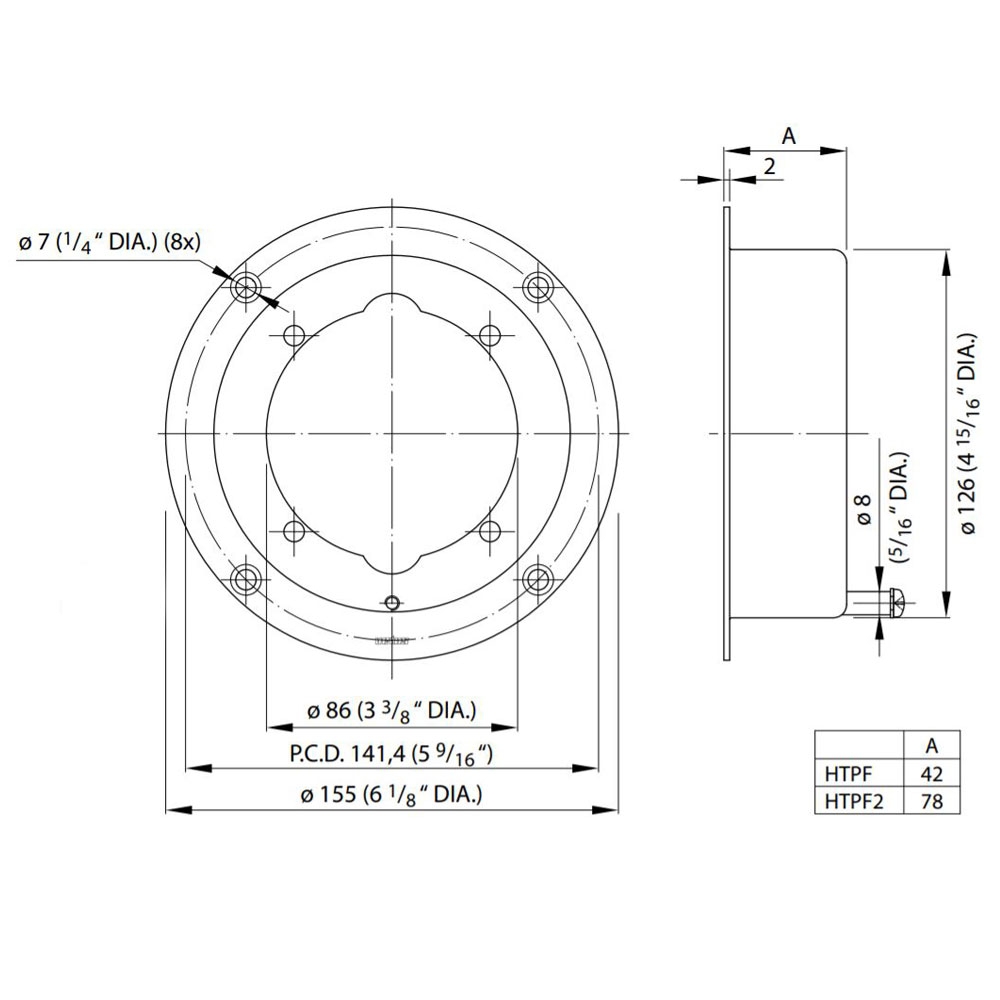VETUS Stainless Steel Adaptor Flange for HTP Pump 78mm Depth