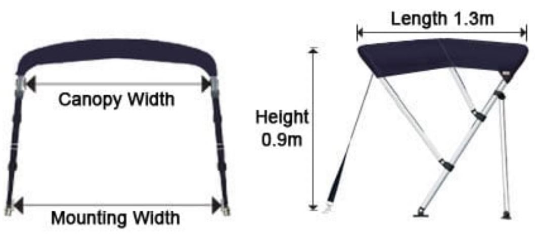 Oceansouth Whitewater 3 Bow Bimini Top